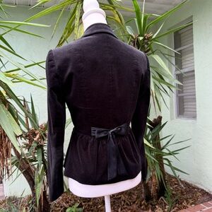 Black Velvet Peplum Blazer With Back Bow